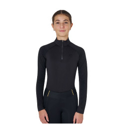 Sous-couche enfant unisexe Equestro en tissu technique Noir / noir Sous-couche enfant unisexe Equestro en tissu technique Noir / noir