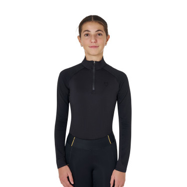 Sous-couche enfant unisexe Equestro en tissu technique Noir / noir Sous-couche enfant unisexe Equestro en tissu technique Noir / noir