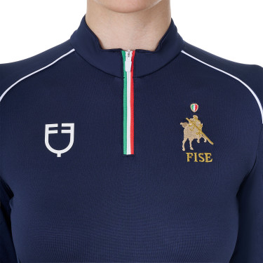 Sous-couche d’entraînement femme Equestro x FISE Marine blazer Bleu marine