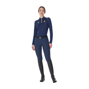 Sous-couche d’entraînement femme Equestro x FISE Marine blazer Bleu marine
