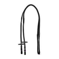 Rênes en cuir et caoutchouc Equestro violet fitting Noir Rênes en cuir et caoutchouc Equestro violet fitting Noir