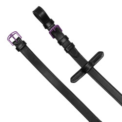 Rênes en cuir et caoutchouc Equestro violet fitting Noir Rênes en cuir et caoutchouc Equestro violet fitting Noir