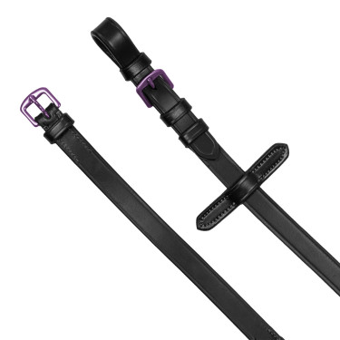 Rênes en cuir et caoutchouc Equestro violet fitting Noir Rênes en cuir et caoutchouc Equestro violet fitting Noir