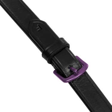 Rênes en cuir et caoutchouc Equestro violet fitting Noir Rênes en cuir et caoutchouc Equestro violet fitting Noir