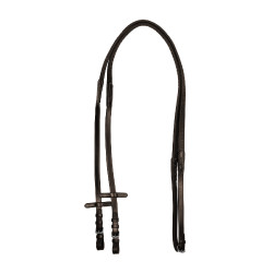 Rênes en caoutchouc Equestro grip en relief et finitions argentées Marron foncé