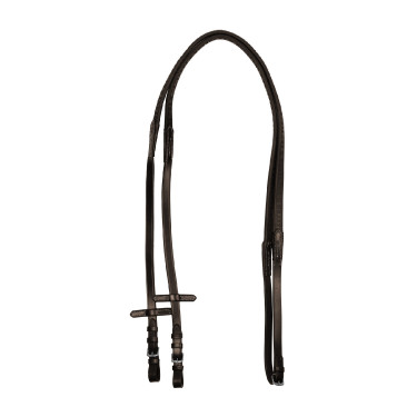 Rênes en caoutchouc Equestro grip en relief et finitions argentées Marron foncé