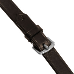 Rênes en caoutchouc Equestro grip en relief et finitions argentées Marron foncé