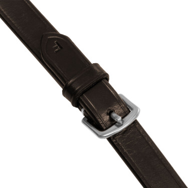 Rênes en caoutchouc Equestro grip en relief et finitions argentées Marron foncé