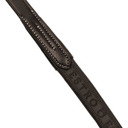 Rênes en caoutchouc Equestro grip en relief et finitions argentées Marron foncé