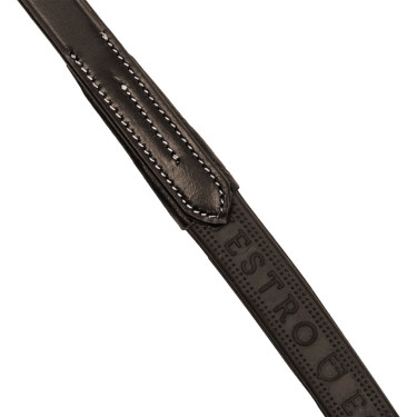 Rênes en caoutchouc Equestro grip en relief et finitions argentées Marron foncé