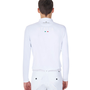 Polo de concours homme manches longues Equestro x FISE Blanc Polo de concours homme manches longues Equestro x FISE Blanc