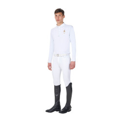 Polo de concours homme manches longues Equestro x FISE Blanc Polo de concours homme manches longues Equestro x FISE Blanc