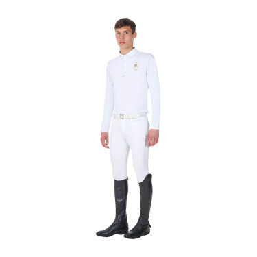 Polo de concours homme manches longues Equestro x FISE Blanc Polo de concours homme manches longues Equestro x FISE Blanc