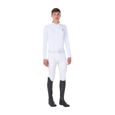 Polo de concours homme manches longues Equestro x FISE Blanc Polo de concours homme manches longues Equestro x FISE Blanc