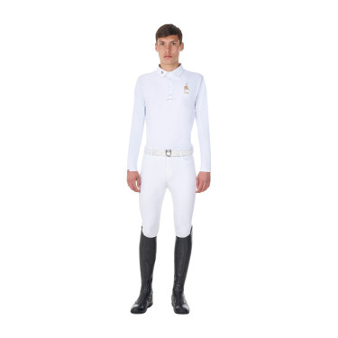 Polo de concours homme manches longues Equestro x FISE Blanc Polo de concours homme manches longues Equestro x FISE Blanc