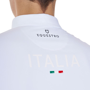 Polo de concours homme Equestro x FISE manches courtes Blanc Polo de concours homme Equestro x FISE manches courtes Blanc