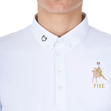 Polo de concours homme Equestro x FISE manches courtes Blanc Polo de concours homme Equestro x FISE manches courtes Blanc