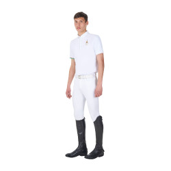 Polo de concours homme Equestro x FISE manches courtes Blanc Polo de concours homme Equestro x FISE manches courtes Blanc