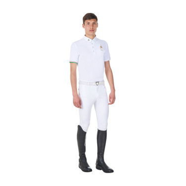 Polo de concours homme Equestro x FISE manches courtes Blanc Polo de concours homme Equestro x FISE manches courtes Blanc