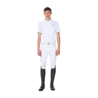 Polo de concours homme Equestro x FISE manches courtes Blanc Polo de concours homme Equestro x FISE manches courtes Blanc