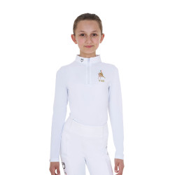 Polo de concours fille manches longues Equestro x FISE Blanc
