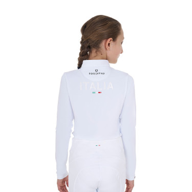 Polo de concours fille manches longues Equestro x FISE Blanc