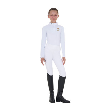 Polo de concours fille manches longues Equestro x FISE Blanc