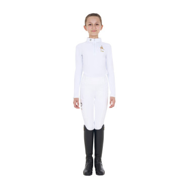 Polo de concours fille manches longues Equestro x FISE Blanc