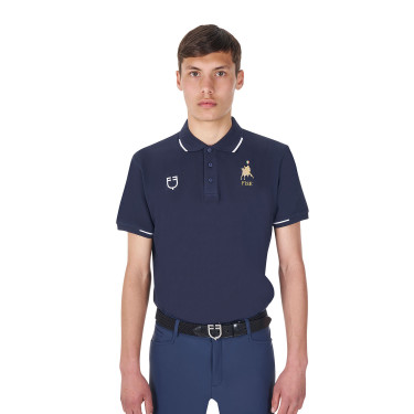 Polo d’entraînement homme Equestro x FISE trois boutons manches courtes Marine blazer Bleu marine Polo d’entraînement homme Equestro x FISE trois boutons manches courtes Marine blazer Bleu marine