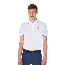 Polo d’entraînement homme Equestro x FISE trois boutons manches courtes Blanc Polo d’entraînement homme Equestro x FISE trois boutons manches courtes Blanc