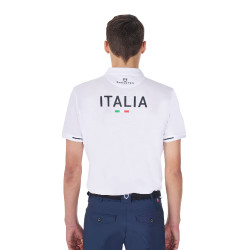 Polo d’entraînement homme Equestro x FISE trois boutons manches courtes Blanc Polo d’entraînement homme Equestro x FISE trois boutons manches courtes Blanc