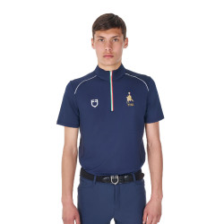 Polo d’entraînement homme Equestro x FISE avec zip drapeau italien manches courtes Marine blazer Bleu marine Polo d’entraînement homme Equestro x FISE avec zip drapeau italien manches courtes Marine blazer Bleu marine