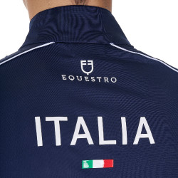 Polo d’entraînement homme Equestro x FISE avec zip drapeau italien manches courtes Marine blazer Bleu marine Polo d’entraînement homme Equestro x FISE avec zip drapeau italien manches courtes Marine blazer Bleu marine