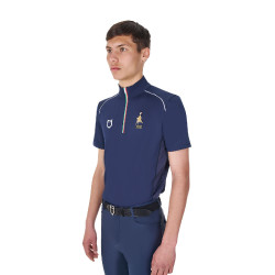 Polo d’entraînement homme Equestro x FISE avec zip drapeau italien manches courtes Marine blazer Bleu marine Polo d’entraînement homme Equestro x FISE avec zip drapeau italien manches courtes Marine blazer Bleu marine