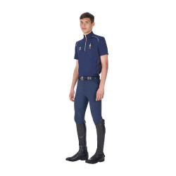 Polo d’entraînement homme Equestro x FISE avec zip drapeau italien manches courtes Marine blazer Bleu marine Polo d’entraînement homme Equestro x FISE avec zip drapeau italien manches courtes Marine blazer Bleu marine