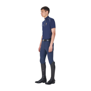 Polo d’entraînement homme Equestro x FISE avec zip drapeau italien manches courtes Marine blazer Bleu marine Polo d’entraînement homme Equestro x FISE avec zip drapeau italien manches courtes Marine blazer Bleu marine
