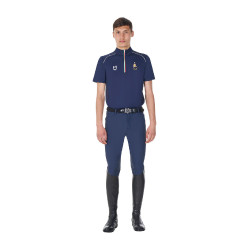 Polo d’entraînement homme Equestro x FISE avec zip drapeau italien manches courtes Marine blazer Bleu marine Polo d’entraînement homme Equestro x FISE avec zip drapeau italien manches courtes Marine blazer Bleu marine