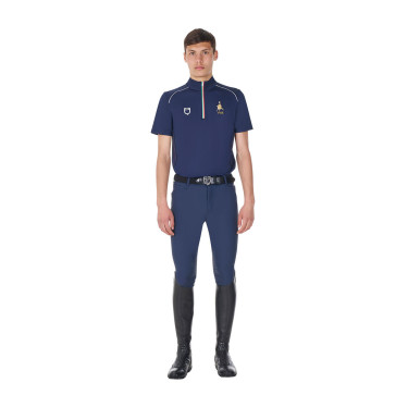 Polo d’entraînement homme Equestro x FISE avec zip drapeau italien manches courtes Marine blazer Bleu marine Polo d’entraînement homme Equestro x FISE avec zip drapeau italien manches courtes Marine blazer Bleu marine