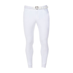 Pantalon d’équitation homme Equestro x FISE grip genoux Blanc Pantalon d’équitation homme Equestro x FISE grip genoux Blanc