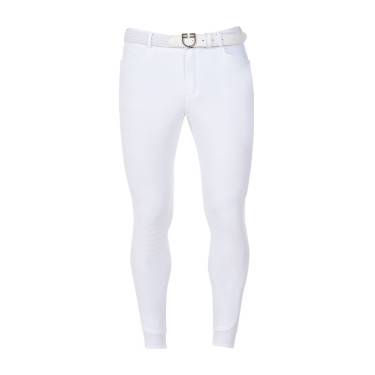 Pantalon d’équitation homme Equestro x FISE grip genoux Blanc Pantalon d’équitation homme Equestro x FISE grip genoux Blanc