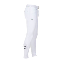 Pantalon d’équitation homme Equestro x FISE grip genoux Blanc Pantalon d’équitation homme Equestro x FISE grip genoux Blanc