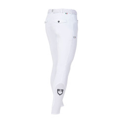 Pantalon d’équitation homme Equestro x FISE grip genoux Blanc Pantalon d’équitation homme Equestro x FISE grip genoux Blanc