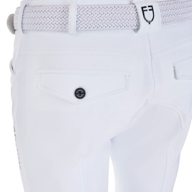 Pantalon d’équitation homme Equestro x FISE grip genoux Blanc Pantalon d’équitation homme Equestro x FISE grip genoux Blanc