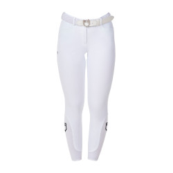 Pantalon d’équitation femme Equestro x FISE grip genoux Blanc