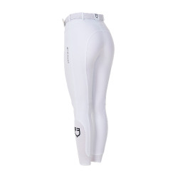 Pantalon d’équitation femme Equestro x FISE grip genoux Blanc