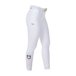 Pantalon d’équitation femme Equestro x FISE full grip Blanc