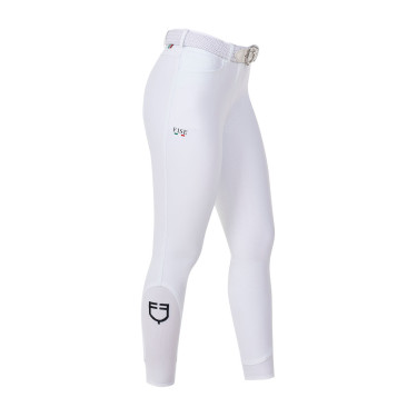 Pantalon d’équitation femme Equestro x FISE full grip Blanc