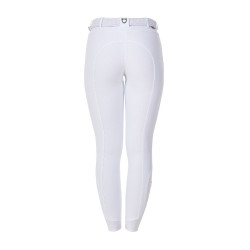 Pantalon d’équitation femme Equestro x FISE full grip Blanc
