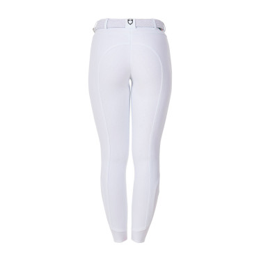 Pantalon d’équitation femme Equestro x FISE full grip Blanc