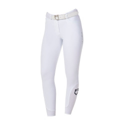 Pantalon d’équitation femme Equestro x FISE full grip Blanc
